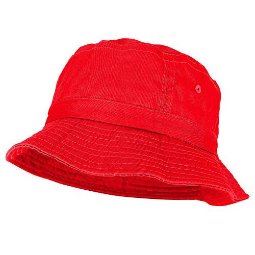 Armycrew Pigment Dyed Washed 100% Cotton Unisex Bucket Hat - RED - Image 1