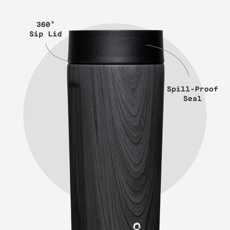 CORKCICLE Commuter Cup Travel Mug - Insulated Coffee Mug with Lid - Keeps Drinks Cold 18 Hours - 360° Spill-Proof Sip Lid - Holiday Gift - Great for Gifting Warmth - 17 oz - Burnt Wood - Image 5