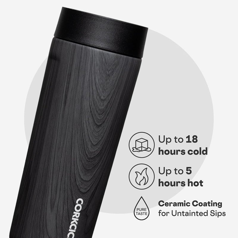 CORKCICLE Commuter Cup Travel Mug - Insulated Coffee Mug with Lid - Keeps Drinks Cold 18 Hours - 360° Spill-Proof Sip Lid - Holiday Gift - Great for Gifting Warmth - 17 oz - Burnt Wood - Image 3