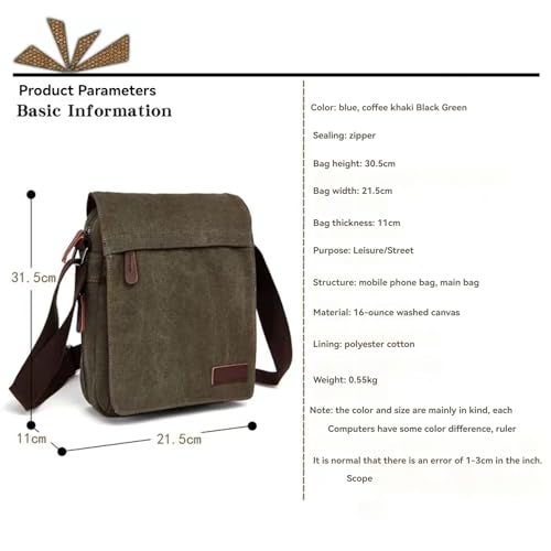MEOKIM Small retro canvas messenger men's crossbody bag and shoulder bag (coffee,One Size) - Image 3