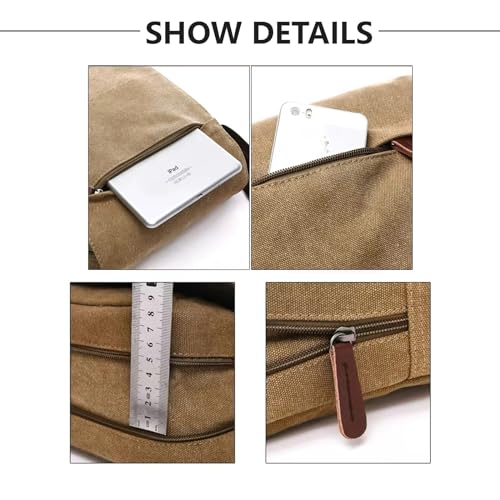 MEOKIM Small retro canvas messenger men's crossbody bag and shoulder bag (coffee,One Size) - Image 5