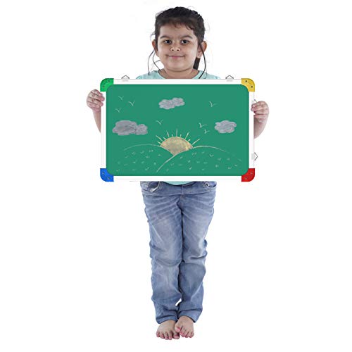 Pragati Systems® Genius Non-Magnetic Double-Sided White Board and Chalk Board for Kids, Home & Kitchen | Compact & Convenient Marker & Chalk Writing Board | Extra Small Size 1x1.5 Feet (Pack of 1) - Image 3