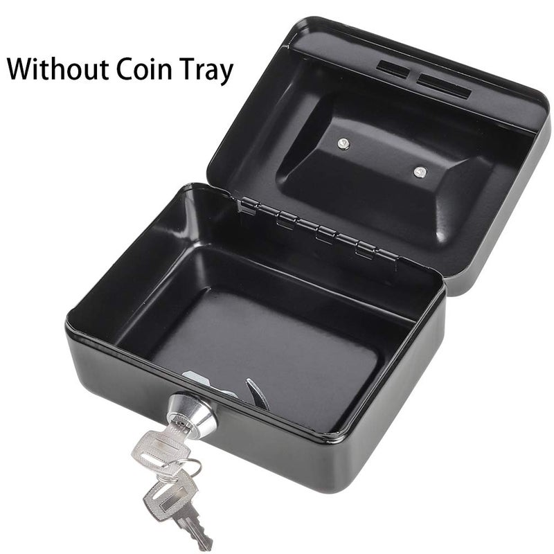 Jssmst Locking Small Steel Cash Box without Money Tray,Lock Box,Black Small - Image 2