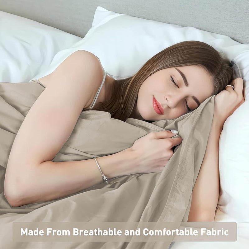 Weighted Idea Cool Removable Duvet Cover 60"x80" for Weighted Blanket, Oeko-texCertified 100% Cotton, (Soft and Fabric, Khaki) - Image 3