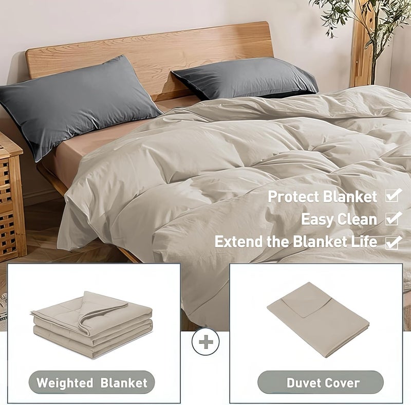 Weighted Idea Cool Removable Duvet Cover 60"x80" for Weighted Blanket, Oeko-texCertified 100% Cotton, (Soft and Fabric, Khaki) - Image 4