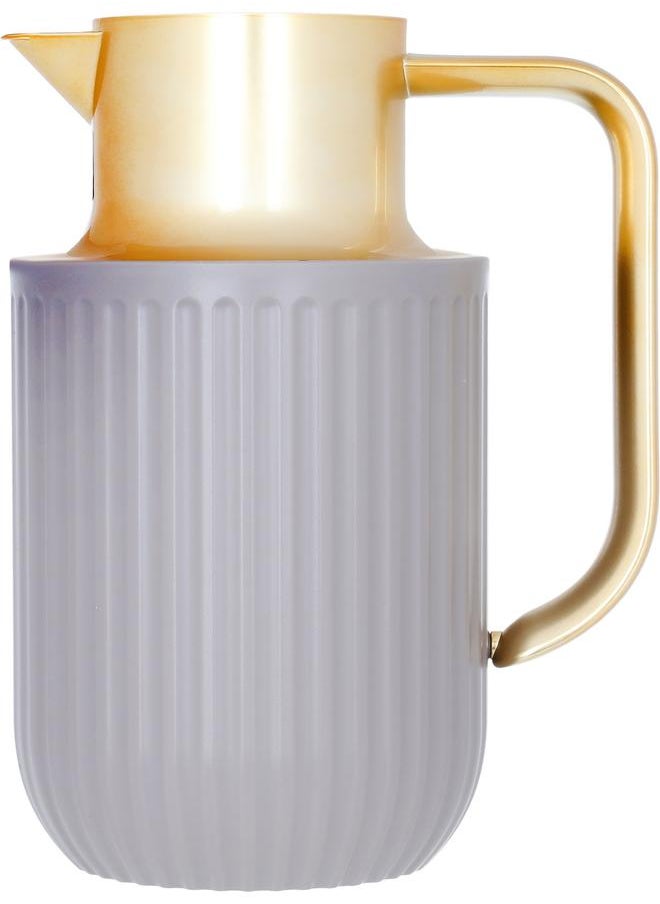 Everest Laura Plastic Thermos 1 Liter Golden Light Brown Handle  - Image 1