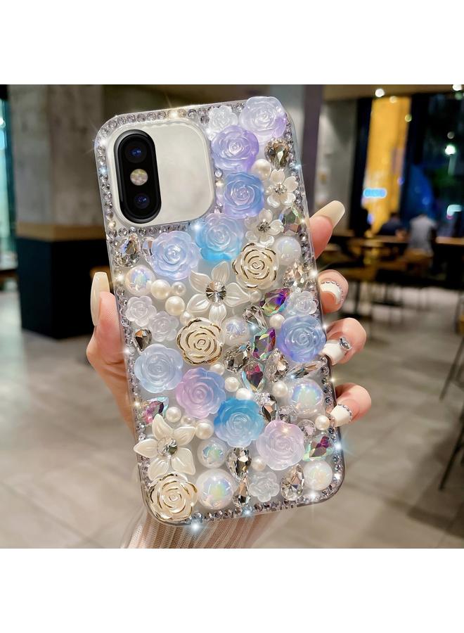 S-TOP Case For iPhone X / XS Rose Hand-set Pearl Diamond PC Phone Case - Image 1