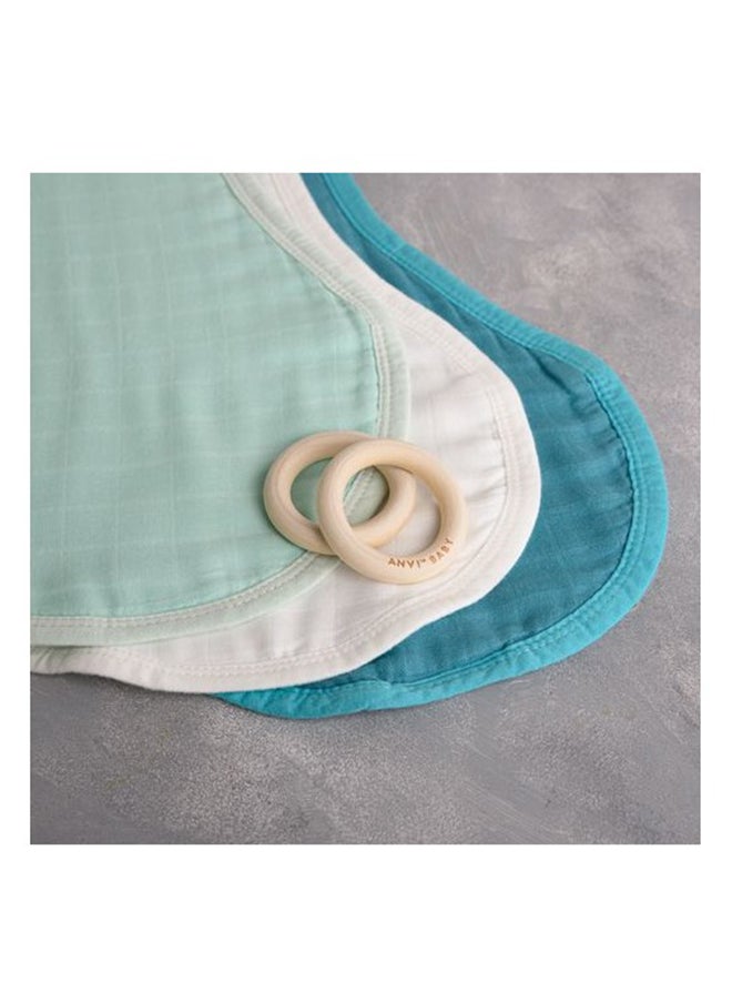 Anvi Baby Set of 3 Organic Bamboo Burp and Bib Cloth Cirrus  - Image 3