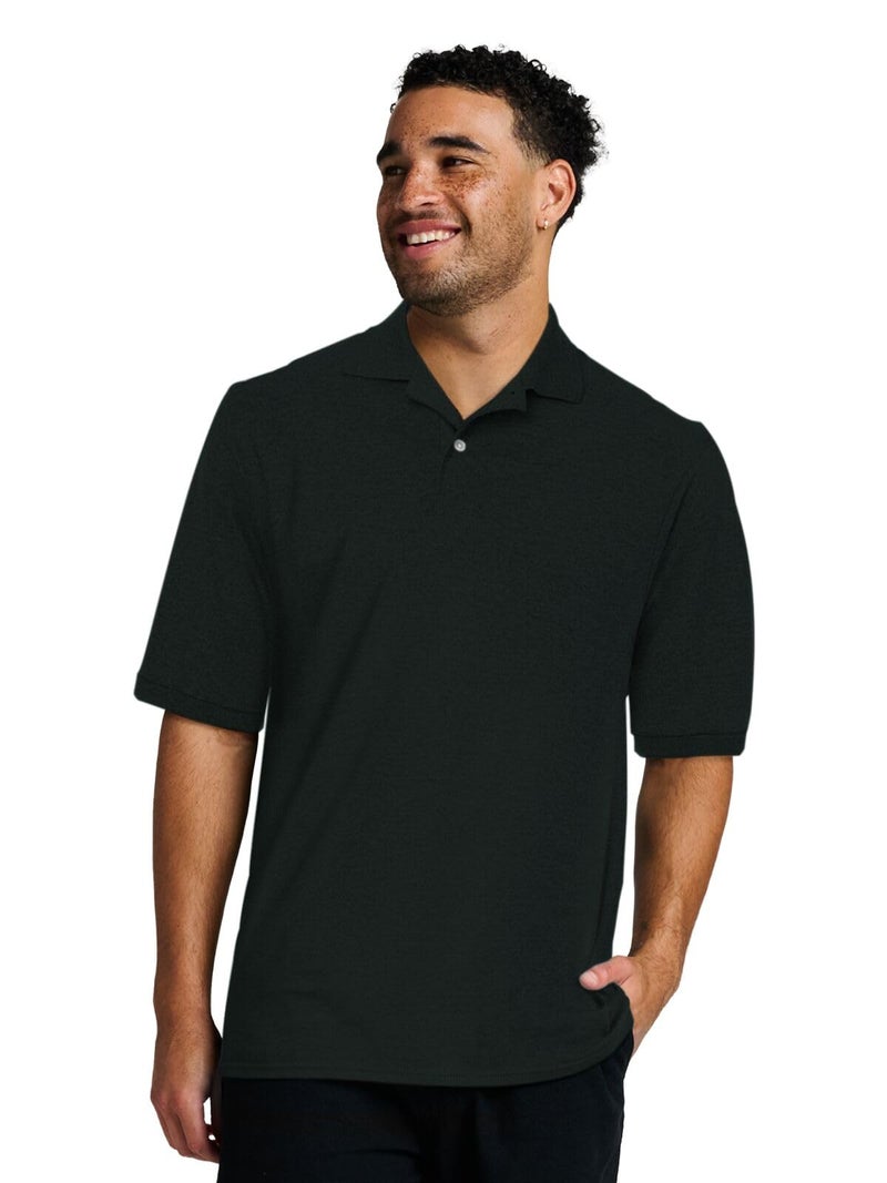Jerzees Men's Short Sleeve Polo Shirts, Dri-Power, Sizes S-5X - Black, 5X-Large - Image 1