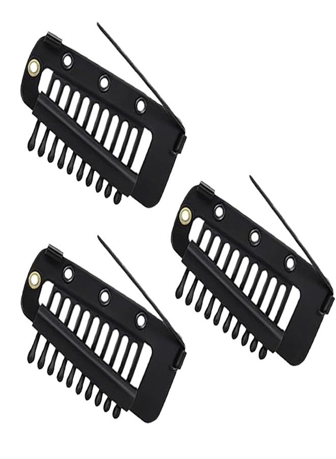 TEMPERIA (3pcs) Dupatta Clips for Brides - Bridal Saree Pallu Chunni Setting Holding Safety Pin for Head - Hair Patch Wig Clips for Women - Black - Image 1