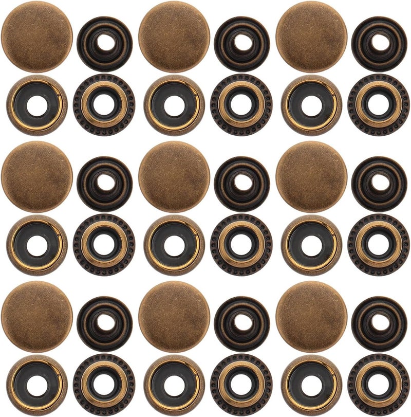 BCOATH 25 Sets Metal Snap Buttons Snap Fasteners Kit for Marine Canvas Boat Covers, Antique Copper Color Press Studs Suitable for Sewing and Outdoor Repairs - Image 1