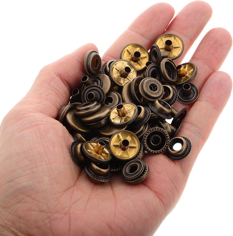 BCOATH 25 Sets Metal Snap Buttons Snap Fasteners Kit for Marine Canvas Boat Covers, Antique Copper Color Press Studs Suitable for Sewing and Outdoor Repairs - Image 4