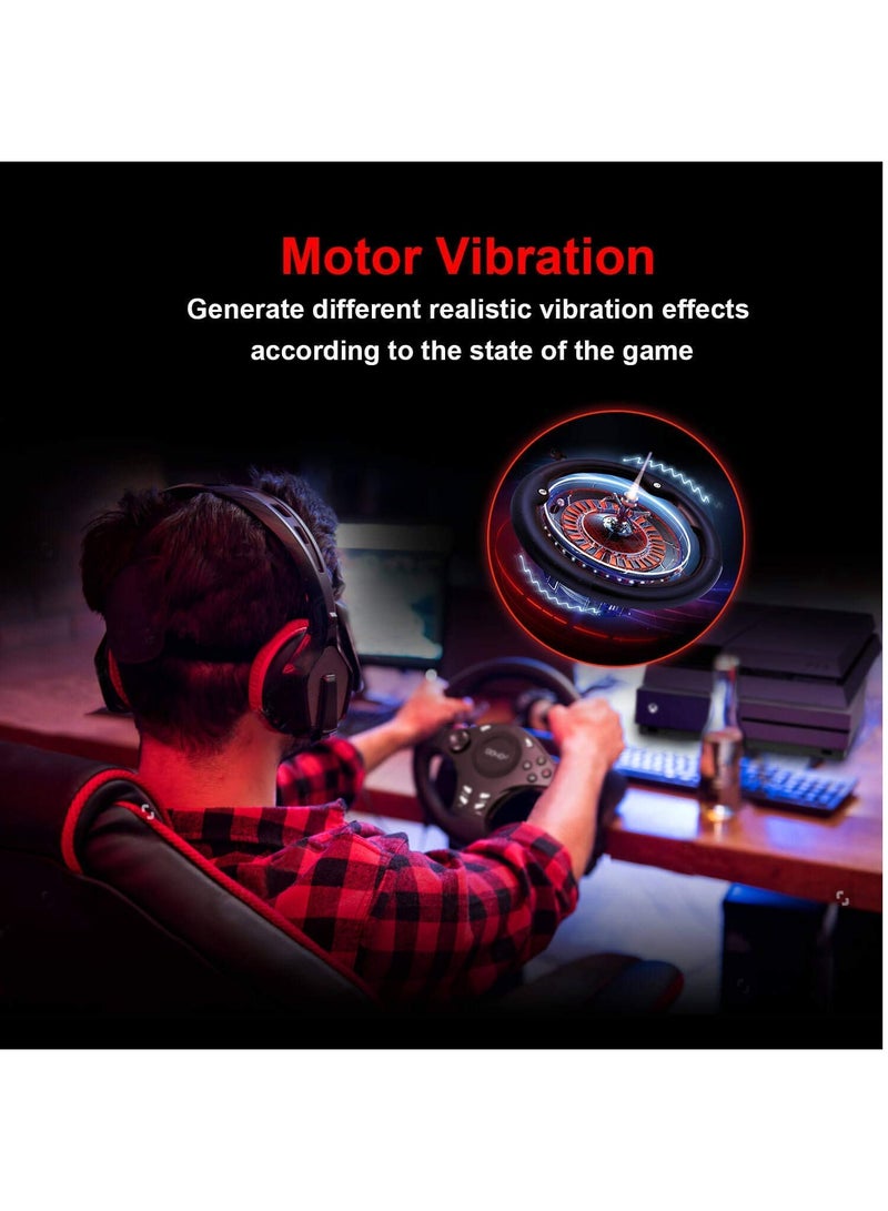 دويو عجلة قيادة ألعاب السباق، عجلة قيادة للكمبيوتر الشخصي، عجلة قيادة لعبة Driving Force Sim بزاوية 270 درجة مع تروس ودواسات سريعة الاستجابة للكمبيوتر الشخصي/PS3/PS4/XBOX ONE/XBOX 360/Nintendo Switch/Android - Image 3