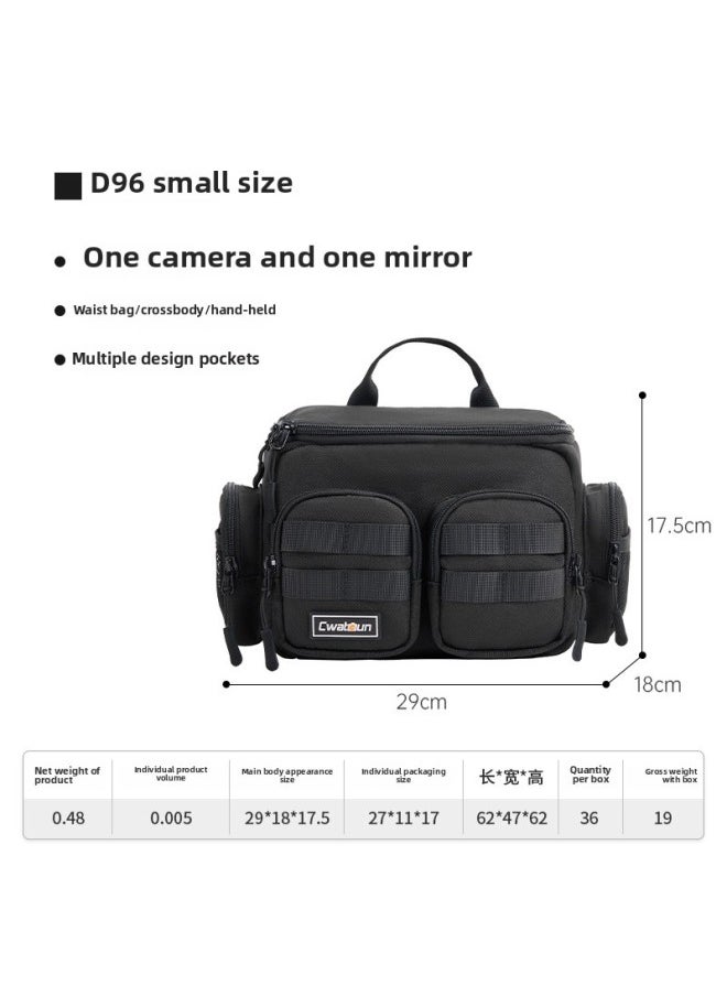 Generic Cwatcun Hong Kong SLR Camera Bag Men's Waist Bag Micro Single Portable Professional Photography Bag Crossbody Waterproof Storage Bag-Color:D96 + Small Black (one Pack For Multiple Purposes + One Machine And One Mirror + Lifetime Warranty)  - Image 1