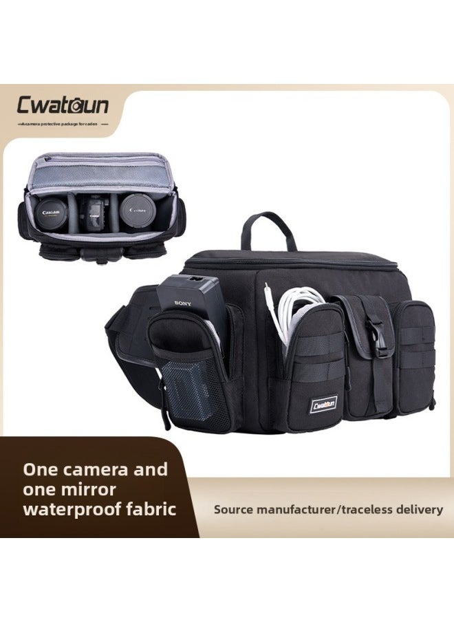 Generic Cwatcun Hong Kong SLR Camera Bag Men's Waist Bag Micro Single Portable Professional Photography Bag Crossbody Waterproof Storage Bag-Color:D96 + Small Black (one Pack For Multiple Purposes + One Machine And One Mirror + Lifetime Warranty)  - Image 2