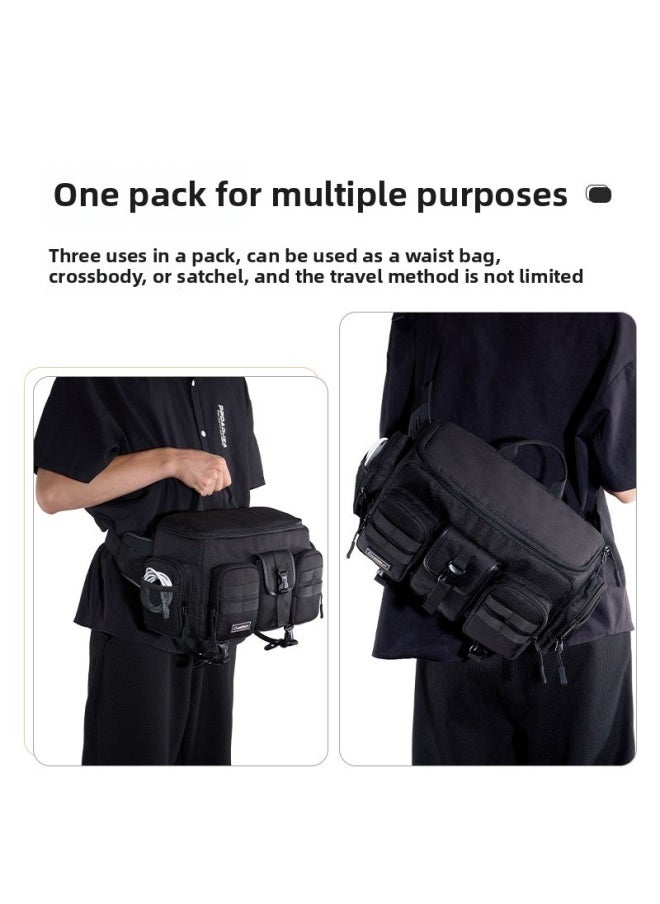 Generic Cwatcun Hong Kong SLR Camera Bag Men's Waist Bag Micro Single Portable Professional Photography Bag Crossbody Waterproof Storage Bag-Color:D96 + Small Black (one Pack For Multiple Purposes + One Machine And One Mirror + Lifetime Warranty)  - Image 4