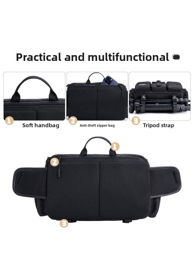 Generic Cwatcun Hong Kong SLR Camera Bag Men's Waist Bag Micro Single Portable Professional Photography Bag Crossbody Waterproof Storage Bag-Color:D96 + Small Black (one Pack For Multiple Purposes + One Machine And One Mirror + Lifetime Warranty)  - Image 3