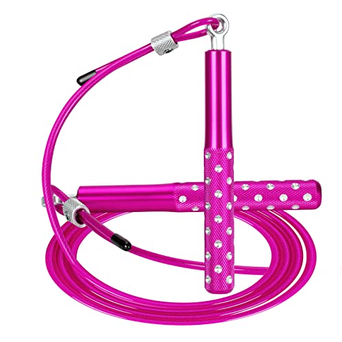 Wastou Jump Rope, Wastou Speed Jumping Rope for Training Fitness Exercise, Adjustable Adults Workout Skipping Rope for Men, Women, Kids, Girls (Pink-B) - Image 1