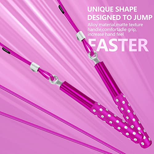 Wastou Jump Rope, Wastou Speed Jumping Rope for Training Fitness Exercise, Adjustable Adults Workout Skipping Rope for Men, Women, Kids, Girls (Pink-B) - Image 4