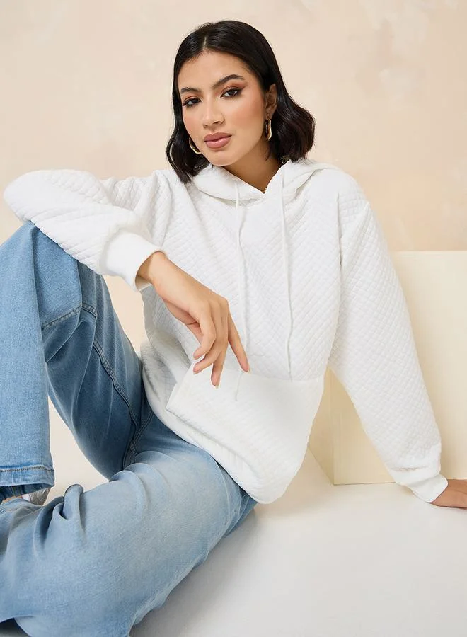 Styli Regular Length Textured Regular Fit Hoodie