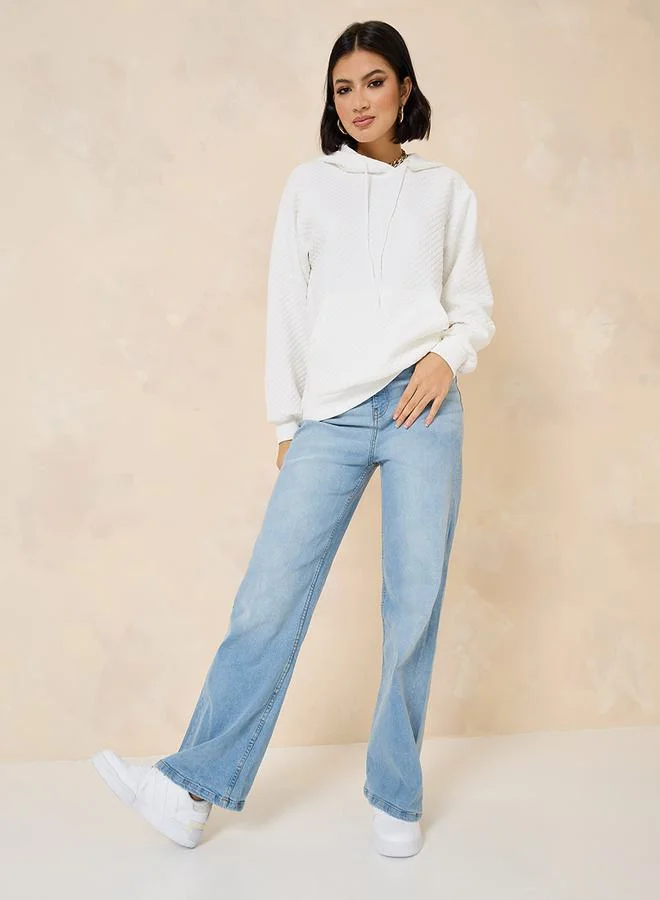 Styli Regular Length Textured Regular Fit Hoodie