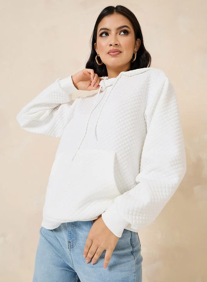 Styli Regular Length Textured Regular Fit Hoodie