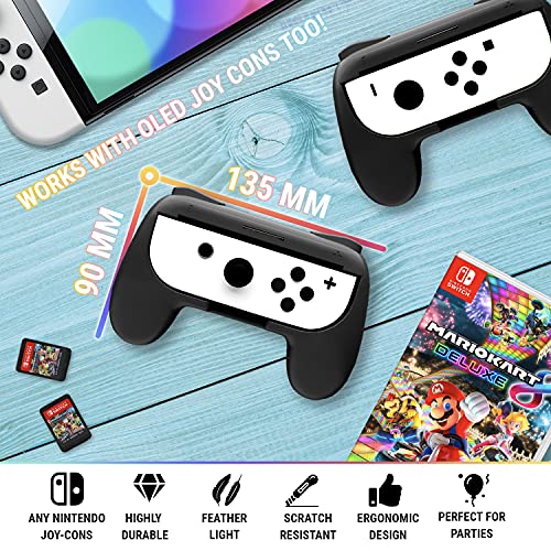 Orzly Grips compatible with Nintendo Switch Joy-Cons for Extra Comfort - TWIN PACK (2x BLACK) Universal Sided Grip Attachments for use with Nintendo Switch Joy-Cons - Image 3