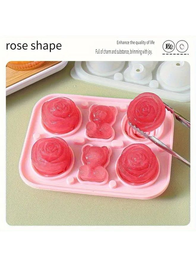 Blue Pink Food Grade Silicone Rose Flower Ice Cube Mold Reusable Non Toxic Ice Tray Easy Release Dishwasher Safe - Image 2