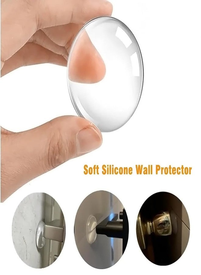 Profasion Wash and Reusable Door Knob Wall Protector Transparent Round Silicone Glossy Door Handle Bumper for Doorknobs, Headboard, Refrigerator Door, Cabinets Pack of 6 Pcs - Image 2