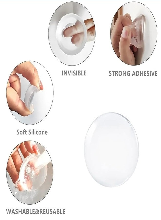 Profasion Wash and Reusable Door Knob Wall Protector Transparent Round Silicone Glossy Door Handle Bumper for Doorknobs, Headboard, Refrigerator Door, Cabinets Pack of 6 Pcs - Image 5