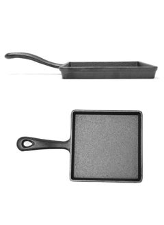 BLACKSTONE Cast Iron Mini Square Skillet with Wooden Sizzler Plate 13cm  - Image 3