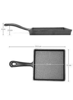 BLACKSTONE Cast Iron Mini Square Skillet with Wooden Sizzler Plate 13cm  - Image 2