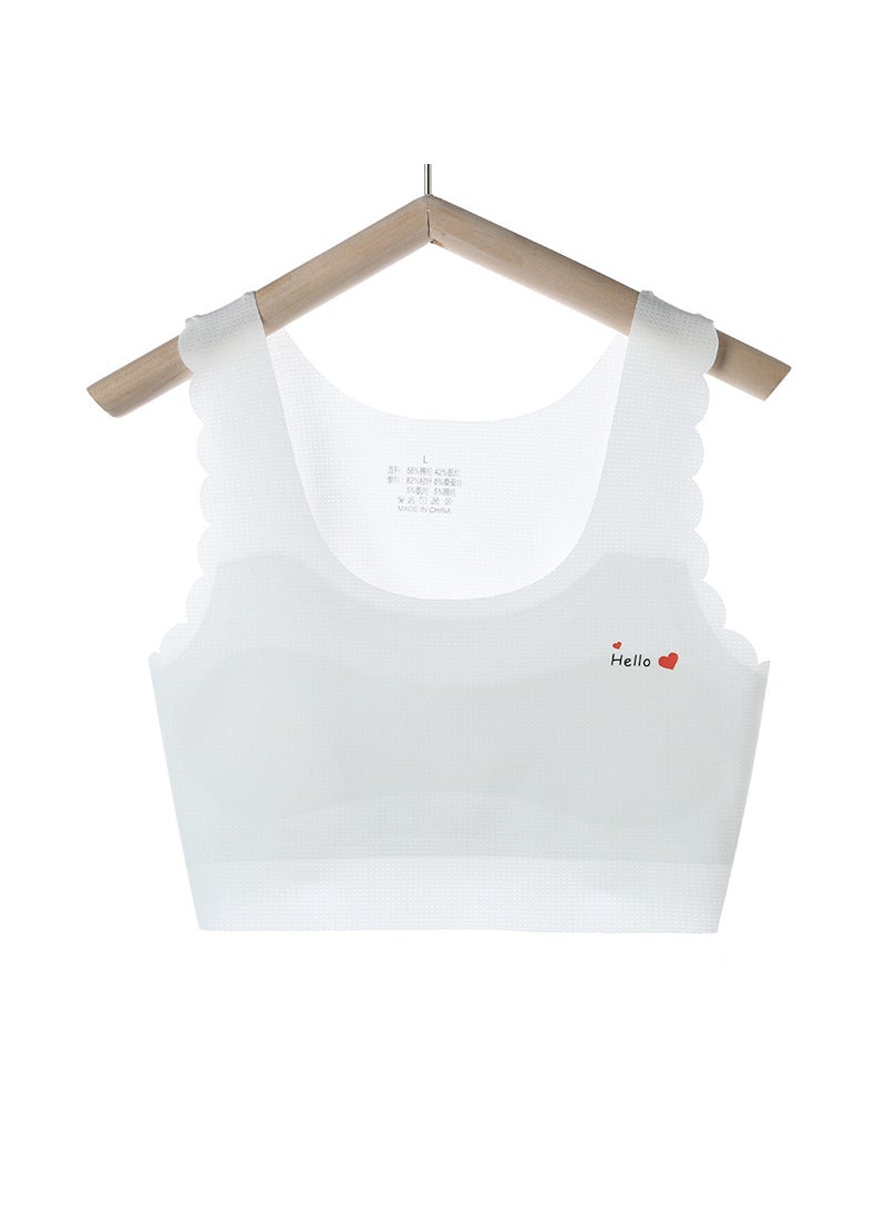 Generic - Young Womens Ice Silk Bra Strapless Bandeau Tube Top For Students Early Development Teenage Girls Comfortable Wireless Lingerie White - Image 1