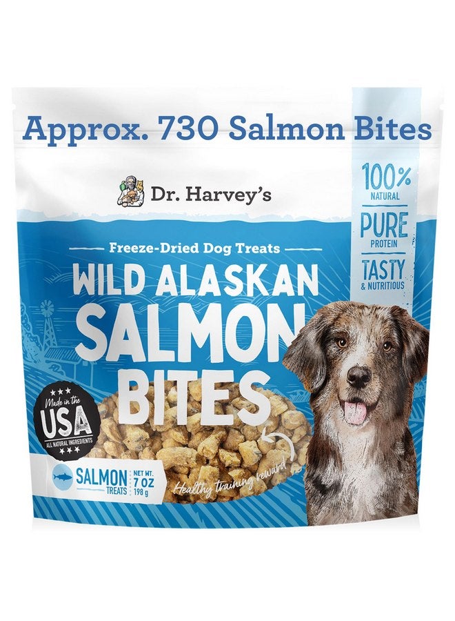 Dr. Harvey's Wild Alaskan Salmon Bites Freeze Dried Dog Training Treats with Salmon Meat for Dogs, 7 Ounces - Image 1