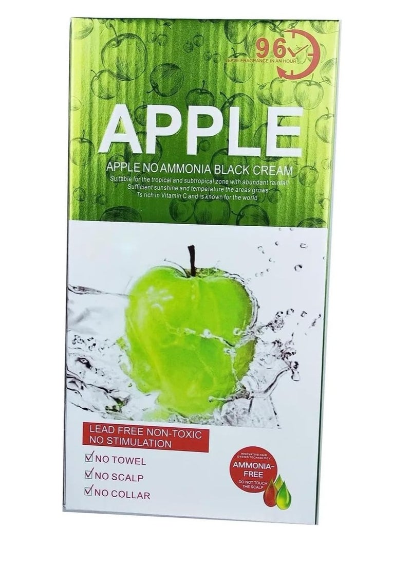 Apple Ammonia Free Apple Fruit Extract Hair Dye Cream 96H To Long Lasting Color for Hair and Beard(black) - Image 1