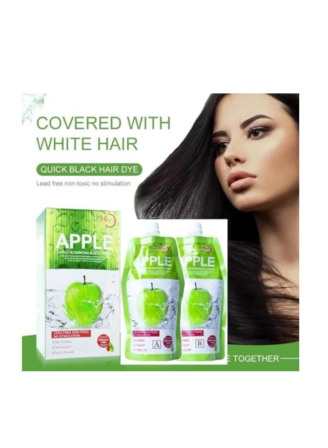 Apple Ammonia Free Apple Fruit Extract Hair Dye Cream 96H To Long Lasting Color for Hair and Beard(black) - Image 2
