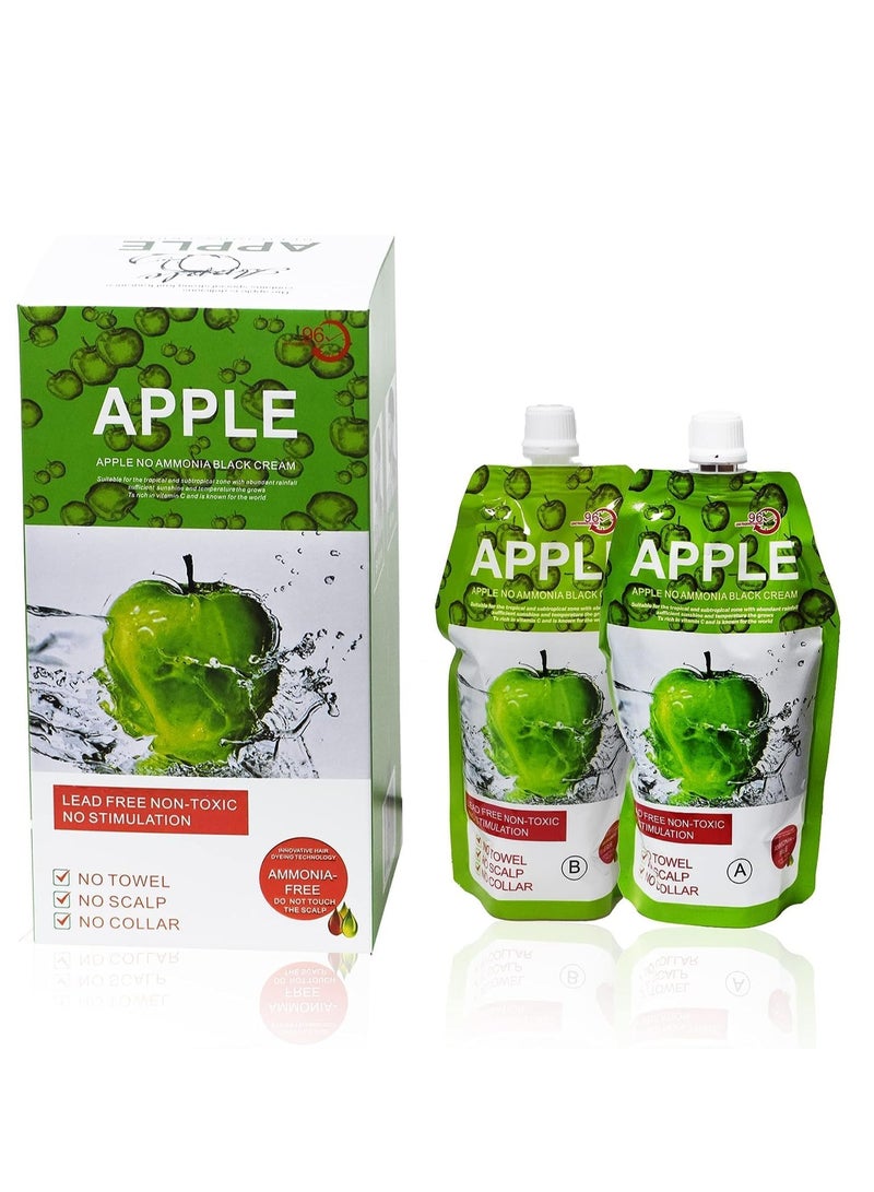 Apple Ammonia Free Apple Fruit Extract Hair Dye Cream 96H To Long Lasting Color for Hair and Beard(black) - Image 5