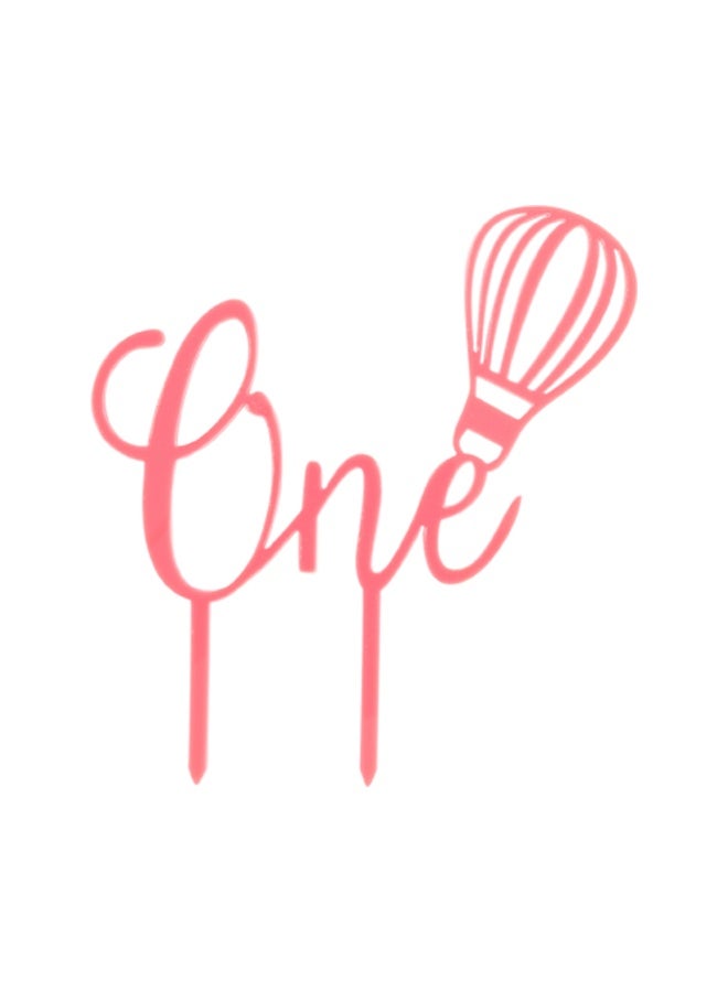 Restaurantware Cake Top 6.3 x 5.9 Inch One Cake Topper, 1 Sturdy First Birthday Cake Topper - For One Year Anniversaries Or First Birthday Parties, Dessert Decoration, Pink Acrylic Cake Topper - Image 1