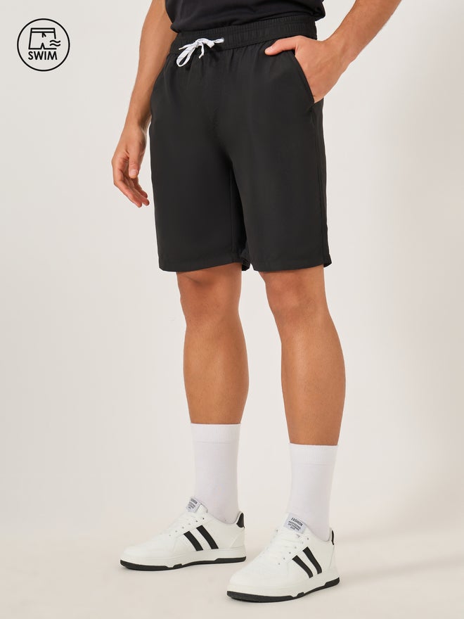 Styli Solid Knee Length Shorts with Drawstring - Image 1