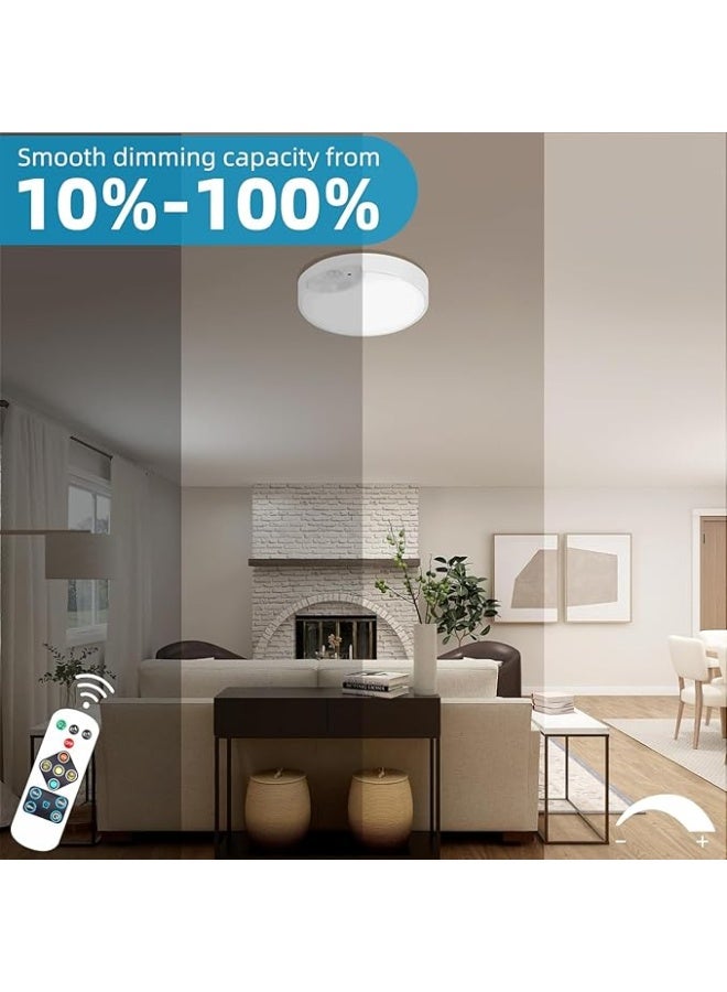 DUNISO ضوء سقف، ضوء سقف يعمل بالبطارية بدون أسلاك مع مستشعر حركة وجهاز تحكم عن بعد، ضوء سقف LED مثبت، قابل لإعادة الشحن، قابل للتعتيم، للغرفة، الحمام، المخزن، الحظيرة، 19 سم، أبيض - Image 5
