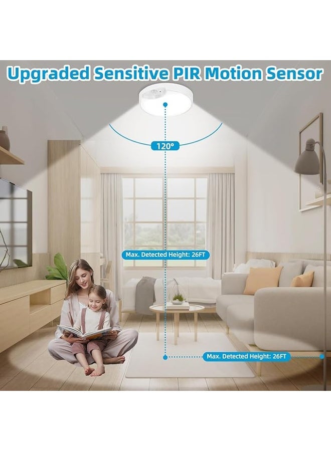 DUNISO ضوء سقف، ضوء سقف يعمل بالبطارية بدون أسلاك مع مستشعر حركة وجهاز تحكم عن بعد، ضوء سقف LED مثبت، قابل لإعادة الشحن، قابل للتعتيم، للغرفة، الحمام، المخزن، الحظيرة، 19 سم، أبيض - Image 4