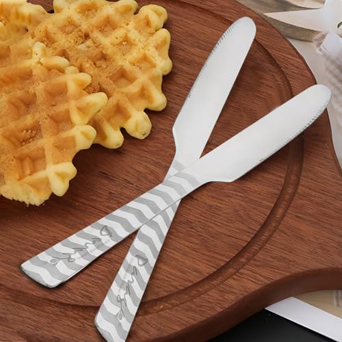 Parage 6 Pieces Stainless Steel Butter Knives Set | Premium Dessert Knife Set with Elegant Arrow Design Handles | 20.5 cm Long Cutlery Set for Dining, Breakfast, Parties & Kitchen Use | Durable Tableware for Home, Hotels & Restaurants - Image 3