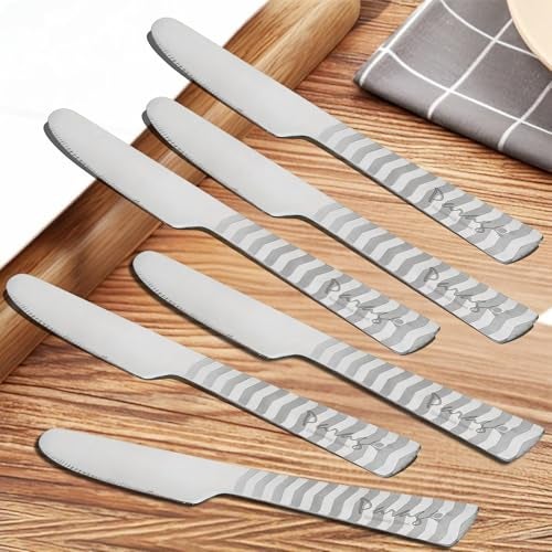 Parage 6 Pieces Stainless Steel Butter Knives Set | Premium Dessert Knife Set with Elegant Arrow Design Handles | 20.5 cm Long Cutlery Set for Dining, Breakfast, Parties & Kitchen Use | Durable Tableware for Home, Hotels & Restaurants - Image 1