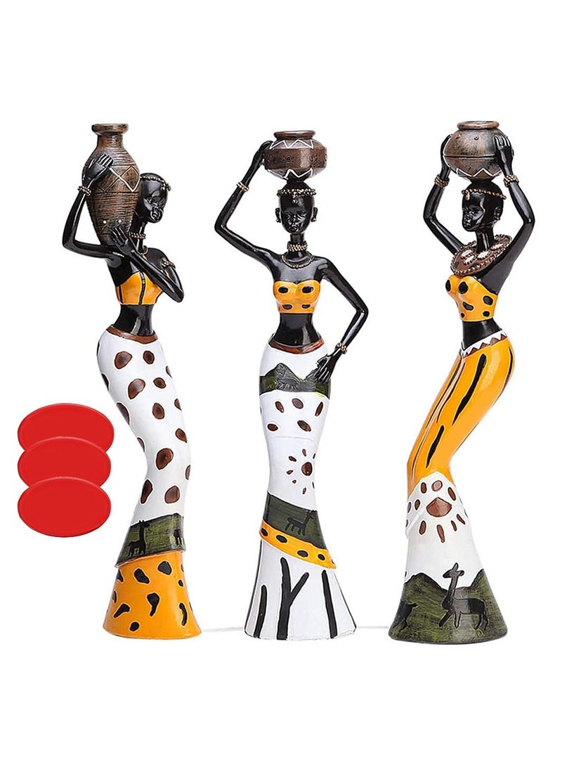 SYOSI 3 Pack African Sculpture,7.5" Women Figure Girls Tribal Lady Figurine Statue Decor Collectible Art Piece Human Decorative Home Black Figurines Creative Vintage Gift Crafts Ornaments - Image 1