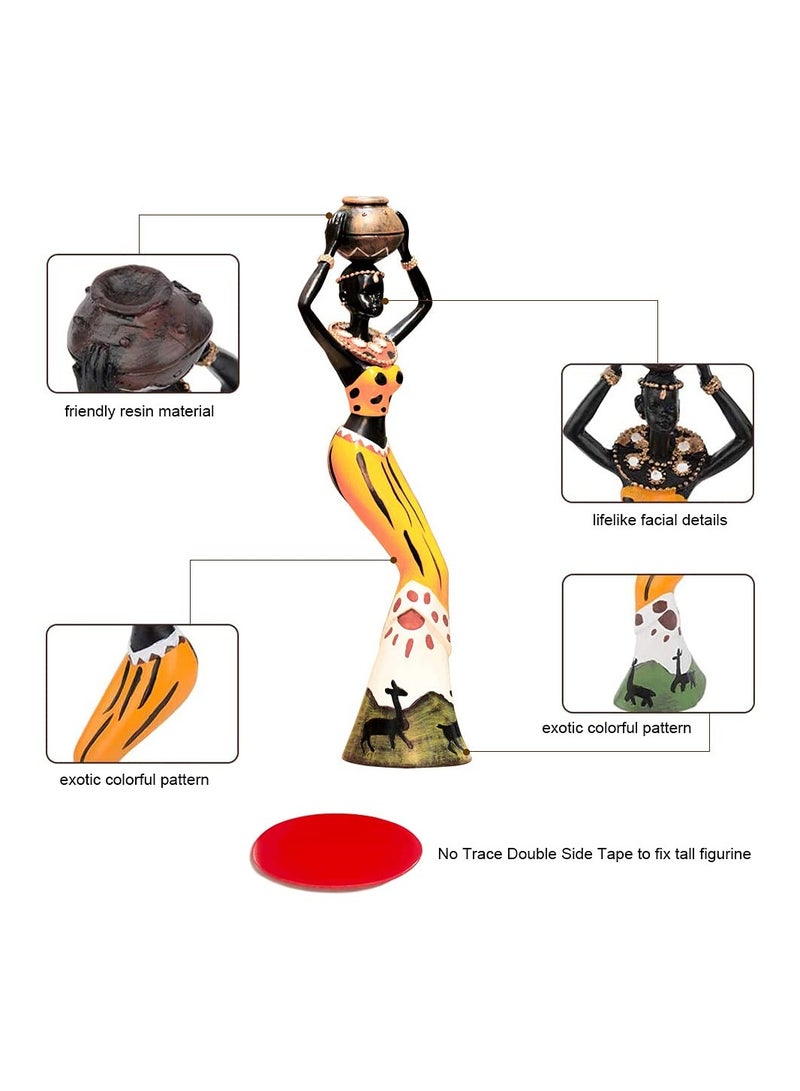 SYOSI 3 Pack African Sculpture,7.5" Women Figure Girls Tribal Lady Figurine Statue Decor Collectible Art Piece Human Decorative Home Black Figurines Creative Vintage Gift Crafts Ornaments - Image 4