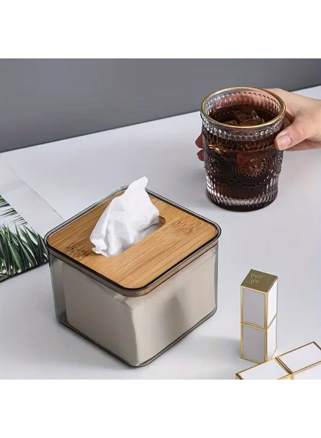 Round Modern Transparent Tissue Box Holder Cover And Base For Bathroom Decorative Dispenser - Image 2