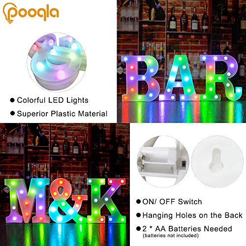 Pooqla Colorful LED Marquee Letter Lights with Remote – Light Up Marquee Signs – Party Bar Letters with Lights Decorations for The Home - Multicolor T - Image 4