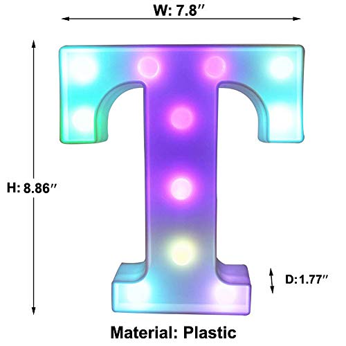 Pooqla Colorful LED Marquee Letter Lights with Remote – Light Up Marquee Signs – Party Bar Letters with Lights Decorations for The Home - Multicolor T - Image 5