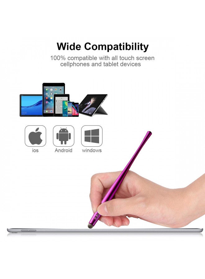 AULEEP أقلام ستايلس سعة AULEEP لشاشة اللمس مع 4 عبوات من رؤوس نانو ألياف 6 متوافقة مع الهواتف، والأجهزة اللوحية، وآيباد، وكيندل (فضي، أسود، وردي، أزرق) - Image 2