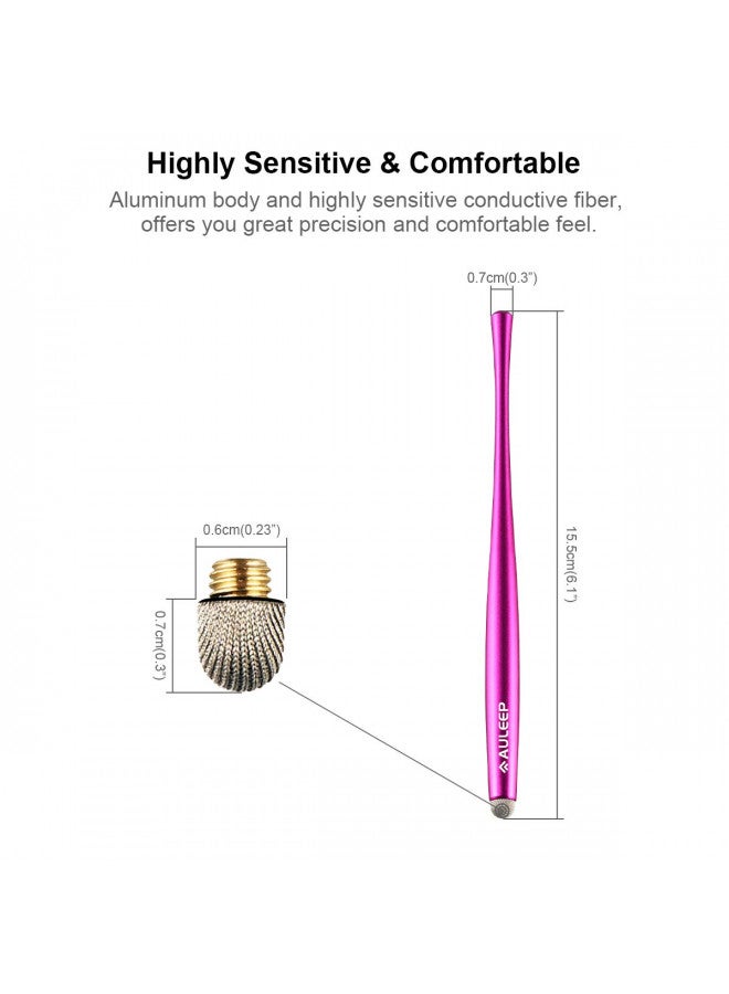 AULEEP أقلام ستايلس سعة AULEEP لشاشة اللمس مع 4 عبوات من رؤوس نانو ألياف 6 متوافقة مع الهواتف، والأجهزة اللوحية، وآيباد، وكيندل (فضي، أسود، وردي، أزرق) - Image 3